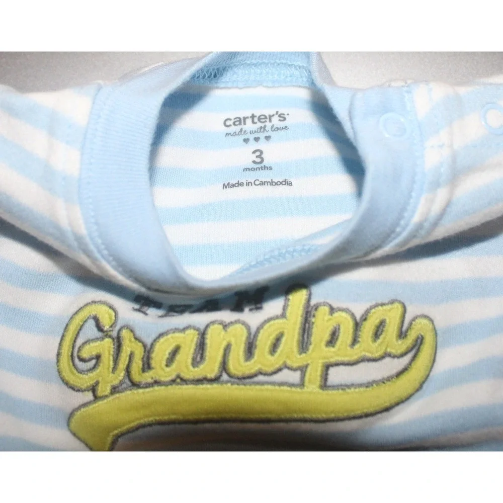 Carters Baby Essentials Boy 3 Month Bodysuit Pants Lot Blue Grey 4 Piece Set